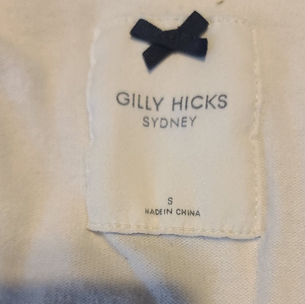 Gilly Hicks Sydney White Button V-neck Cardigan Sailboat Logo Small - Picture 2 of 7